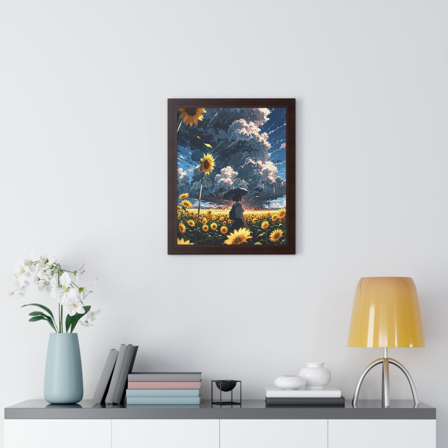 Sunflower Fields Framed Vertical Poster