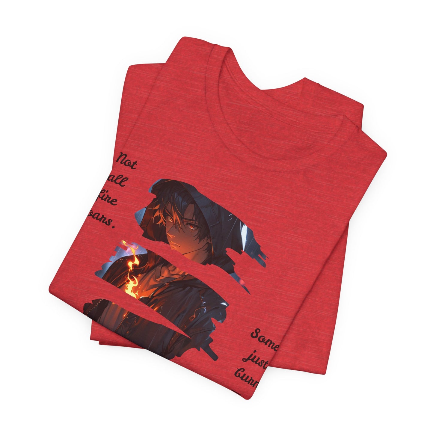 Anime Boy Flame Unisex Tee - 'Burn Quietly' Design