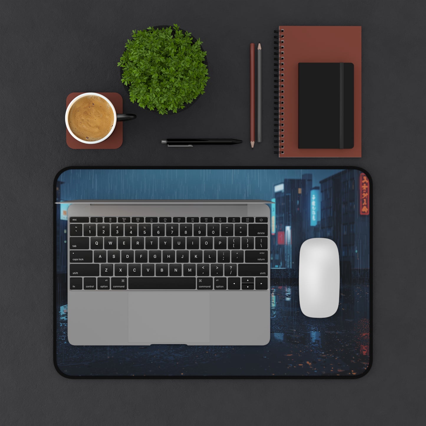 Urban Rainy Night Desk Mat