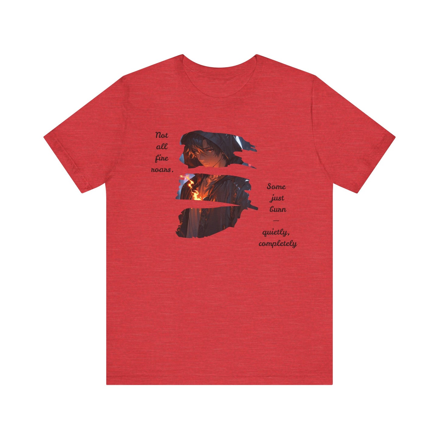 Anime Boy Flame Unisex Tee - 'Burn Quietly' Design