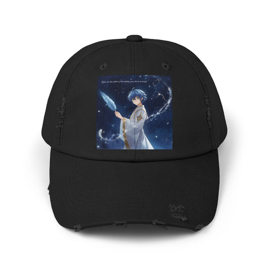Unisex Distressed Cap with Celestial Design
