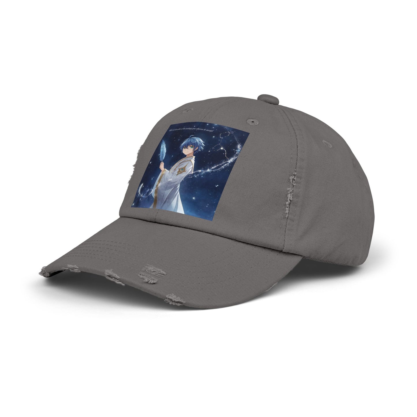 Unisex Distressed Cap with Celestial Design