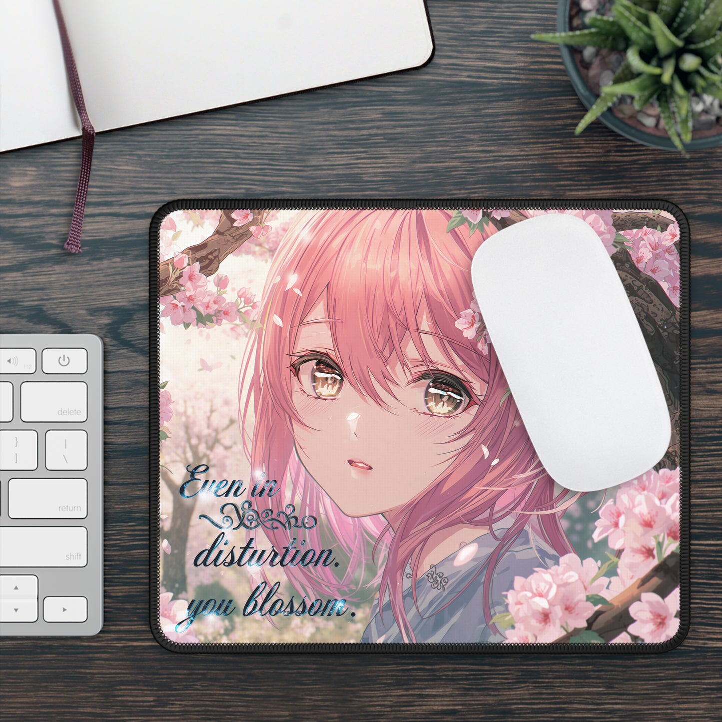 Anime-Inspired Gaming Mouse Pad, Floral Mousepad