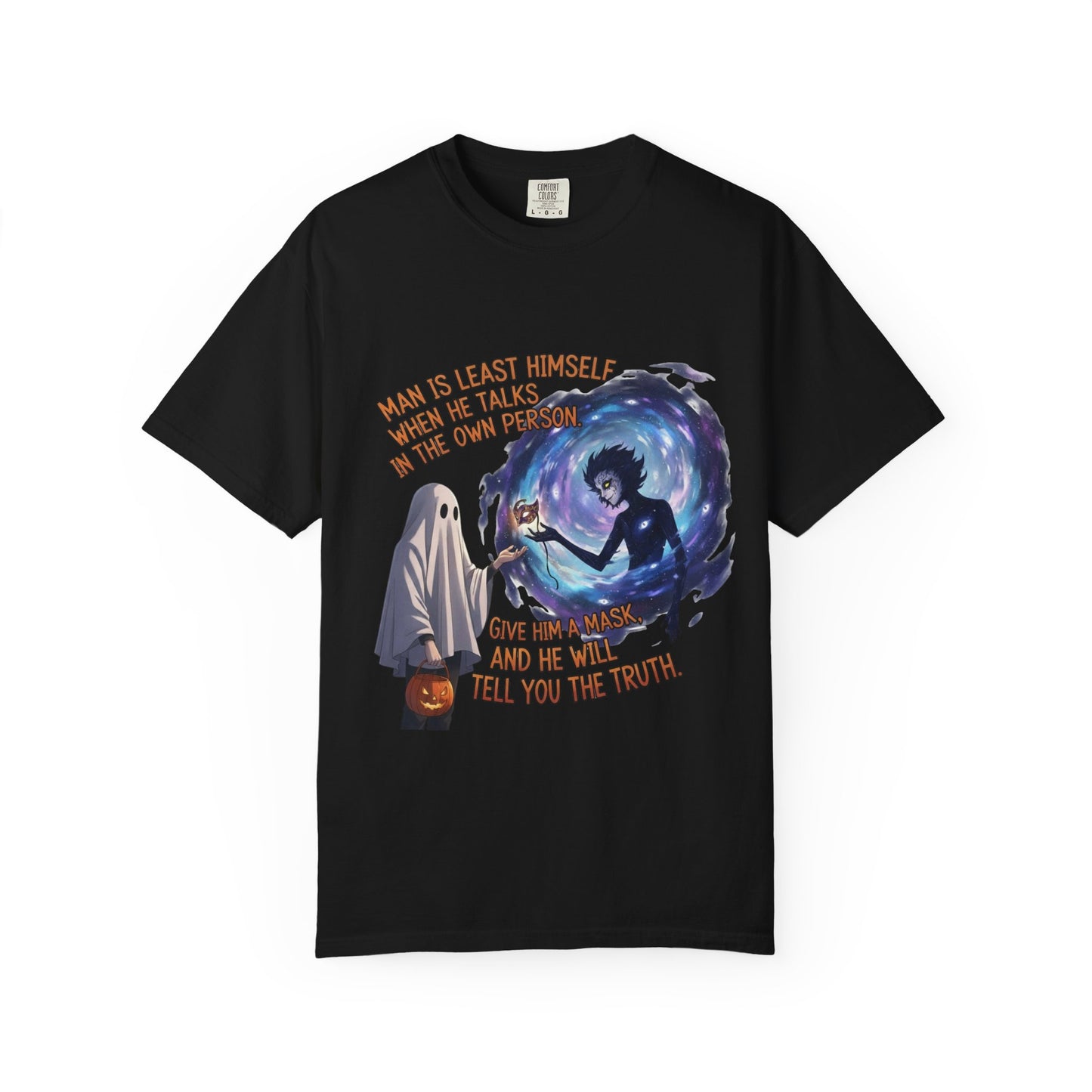 Give Him A Mask Halloween T-Shirt - Ghost, Shadow Figure & Identity Quote Tee