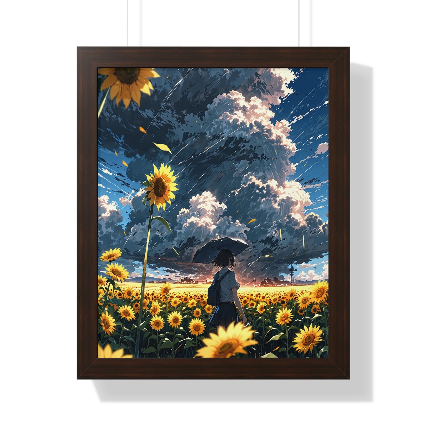 Sunflower Fields Framed Vertical Poster