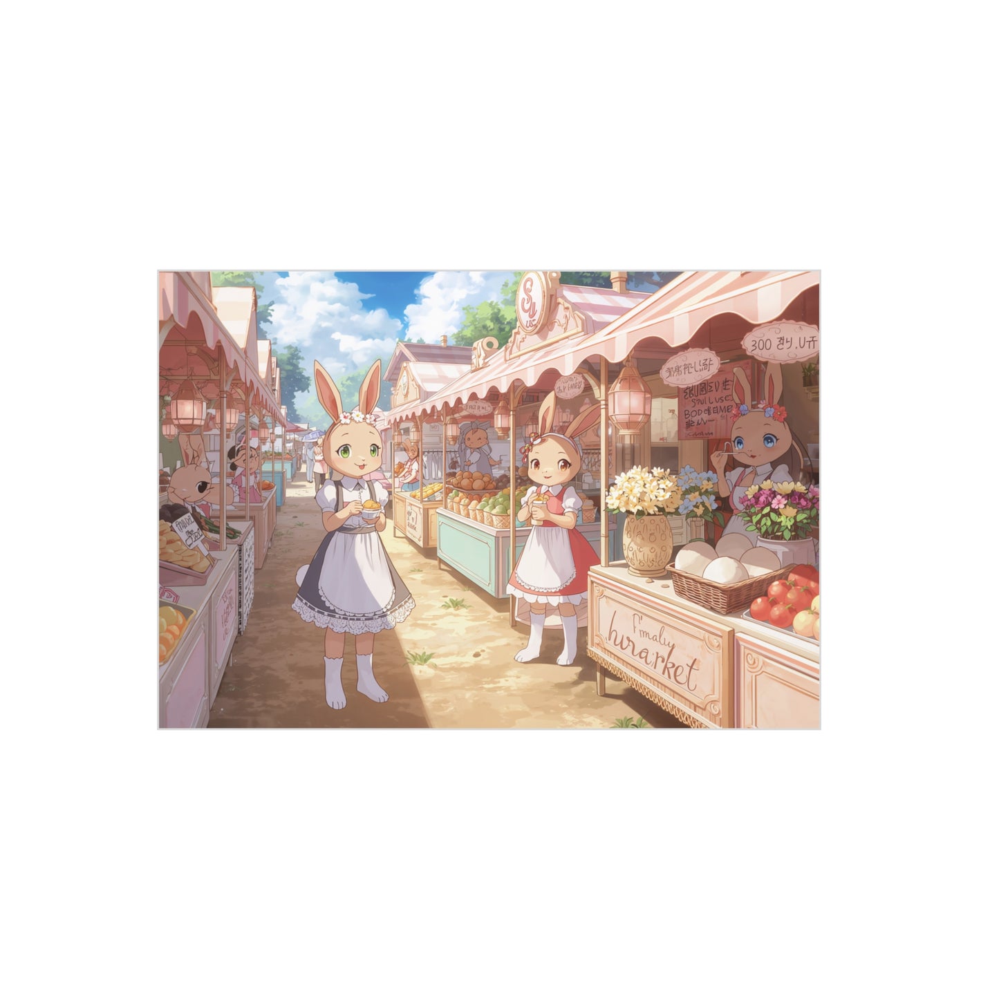 Whimsical Bunny Market Foam Board Art