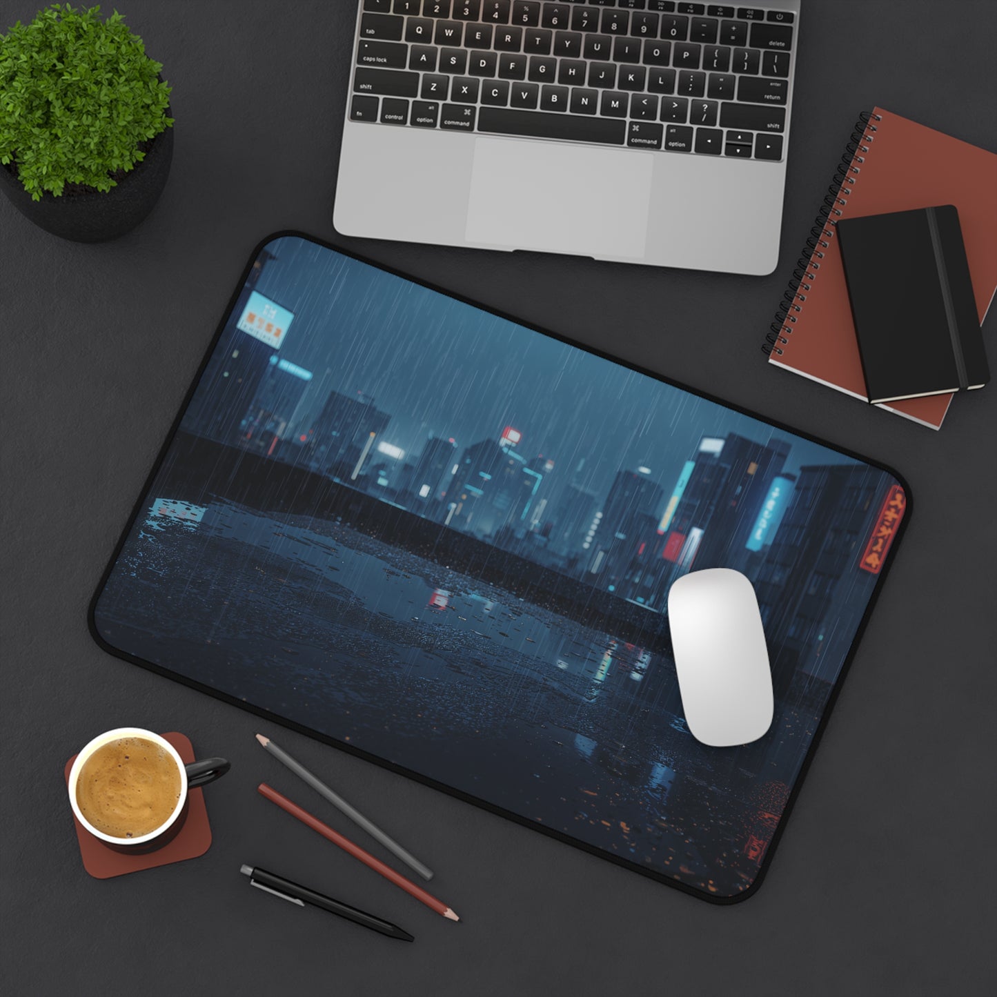 Urban Rainy Night Desk Mat