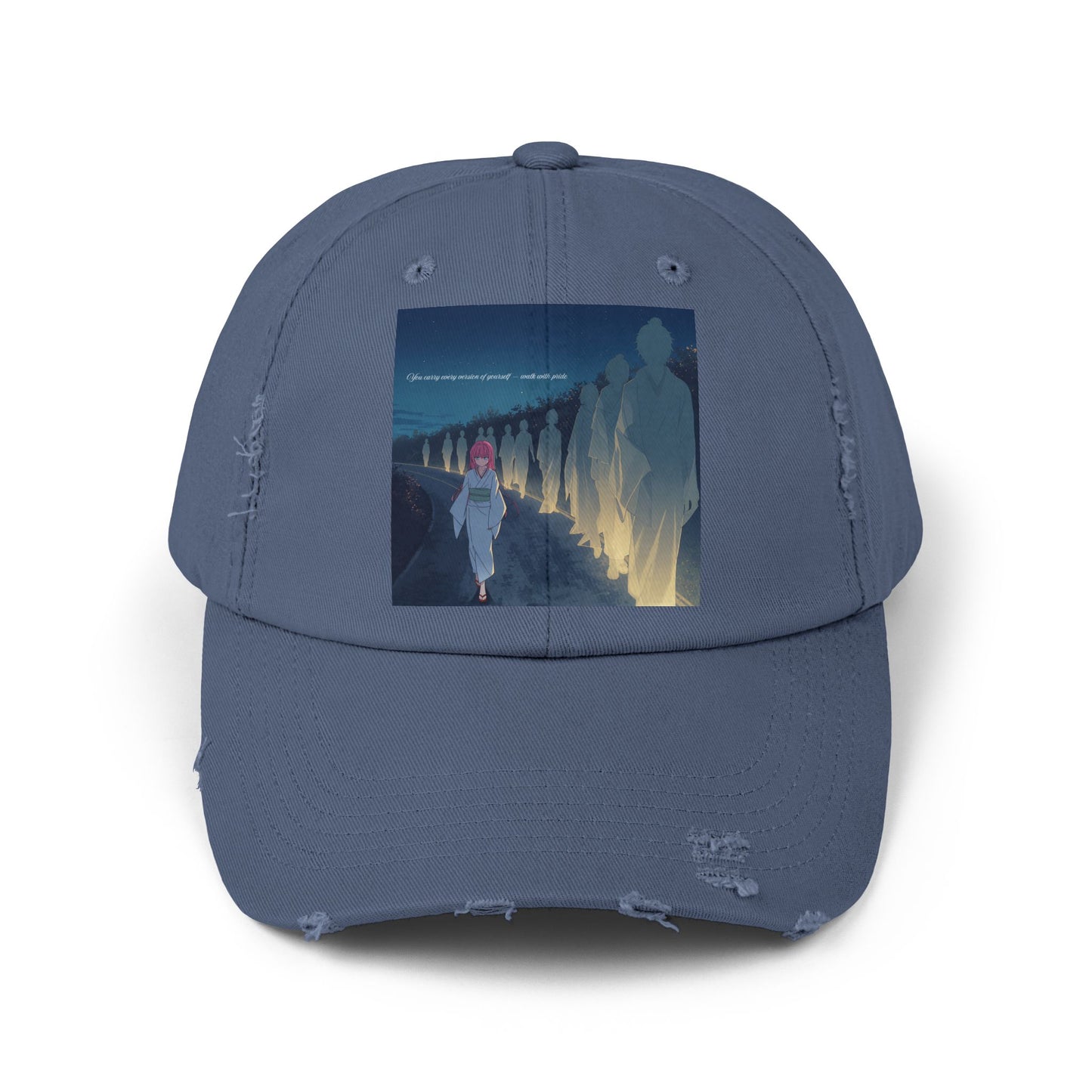 Distressed Unisex Cap with Artful Design