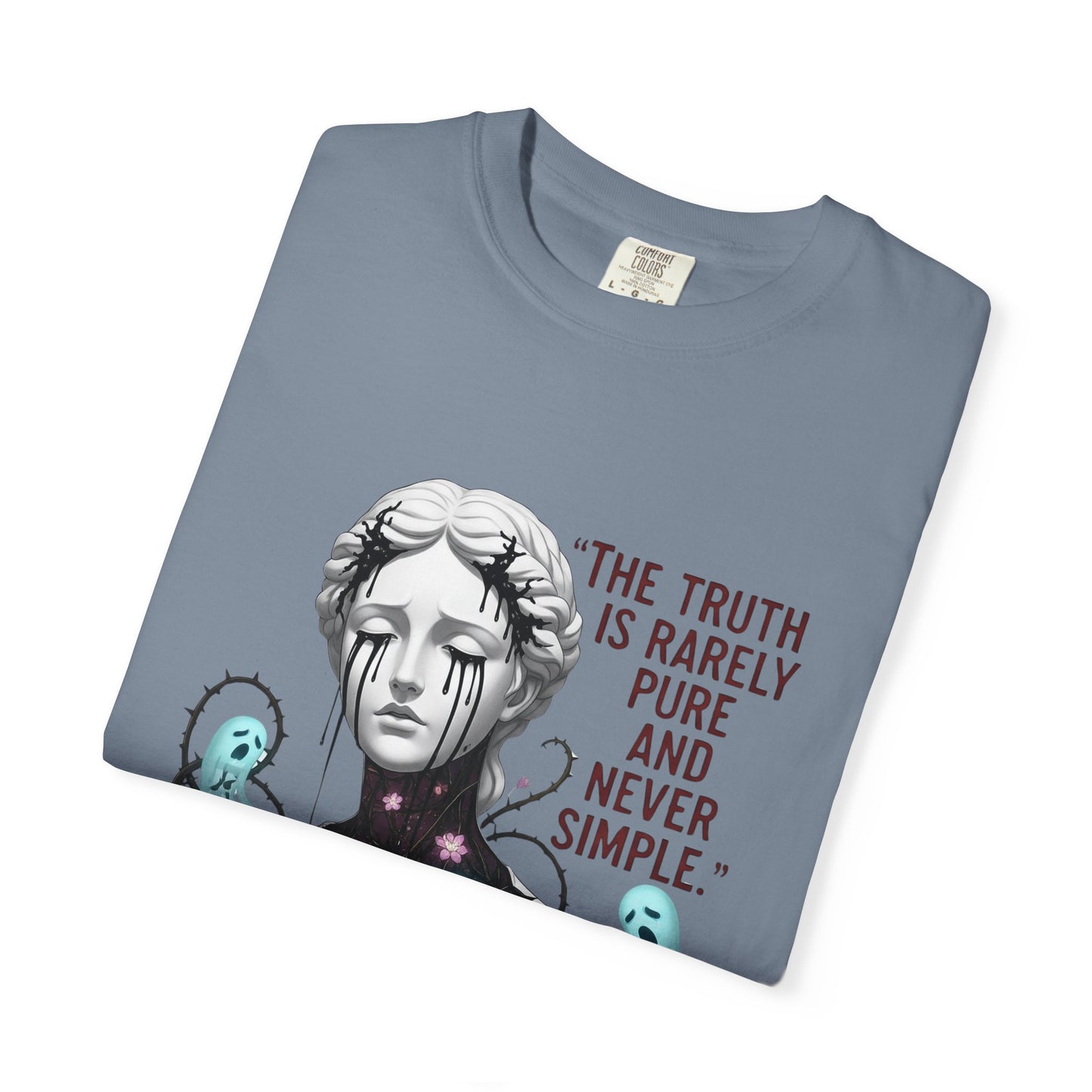 The Truth Is Rarely Pure - Broken Statue & Crying Spirits T-Shirt - Dark Aesthetic, Gothic Art Tee