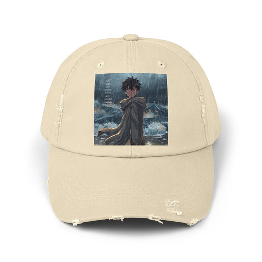 Unisex Distressed Cap with Stormy Graphic