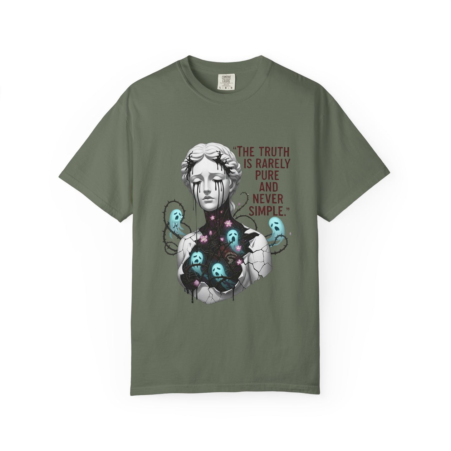 The Truth Is Rarely Pure - Broken Statue & Crying Spirits T-Shirt - Dark Aesthetic, Gothic Art Tee