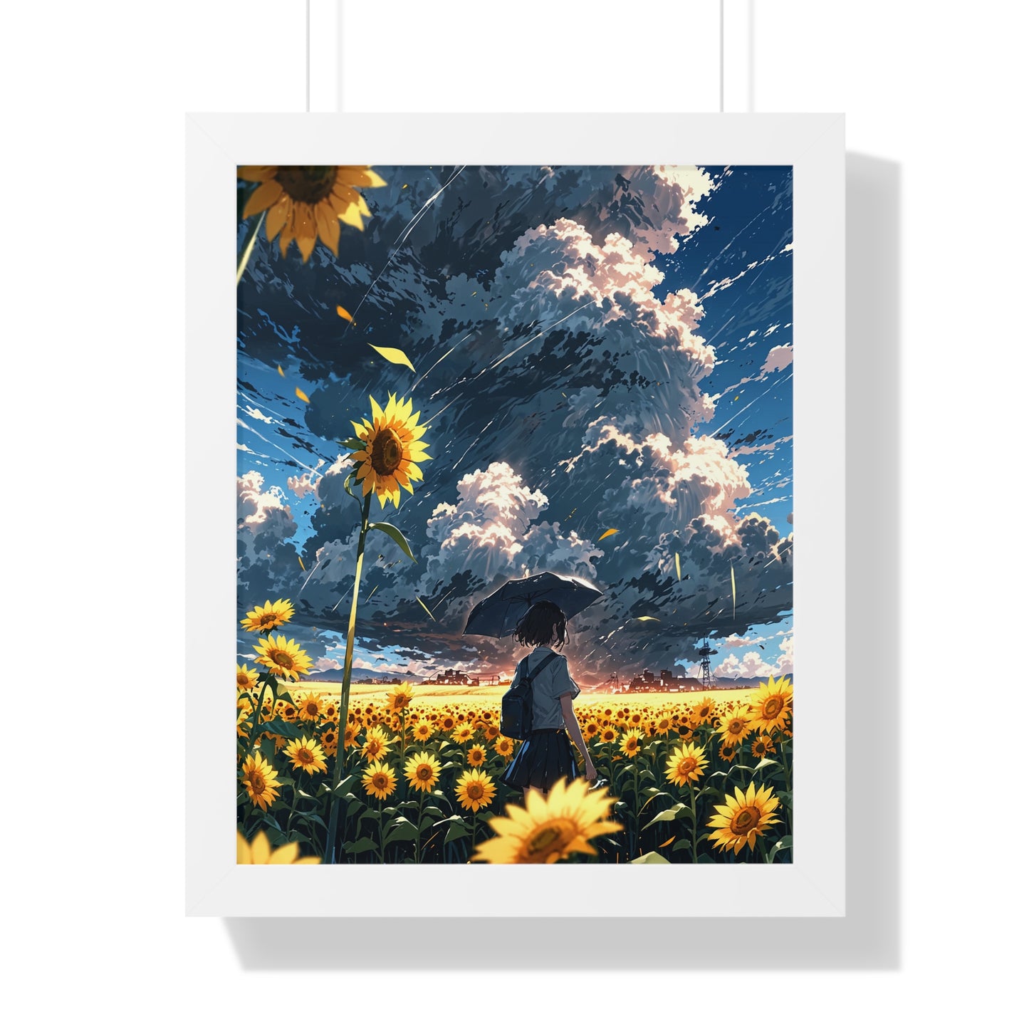 Sunflower Fields Framed Vertical Poster