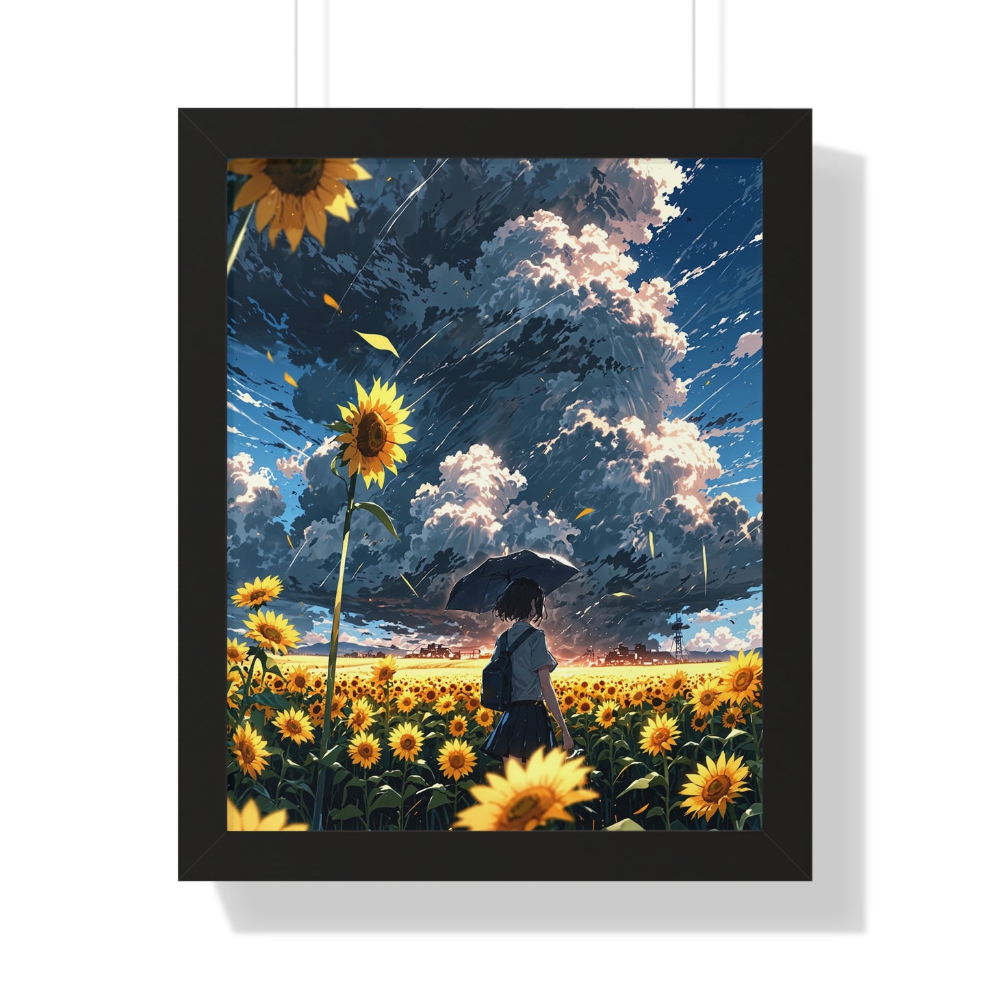 Sunflower Fields Framed Vertical Poster