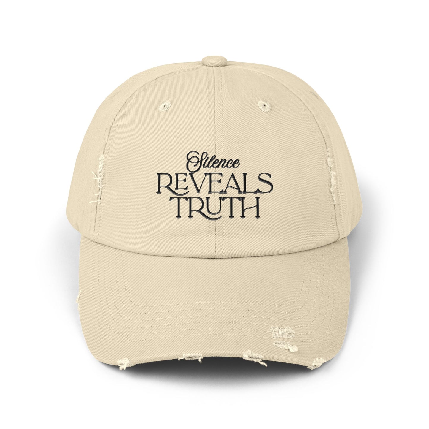 Unisex Distressed Cap with 'Silence Reveals Truth' Quote