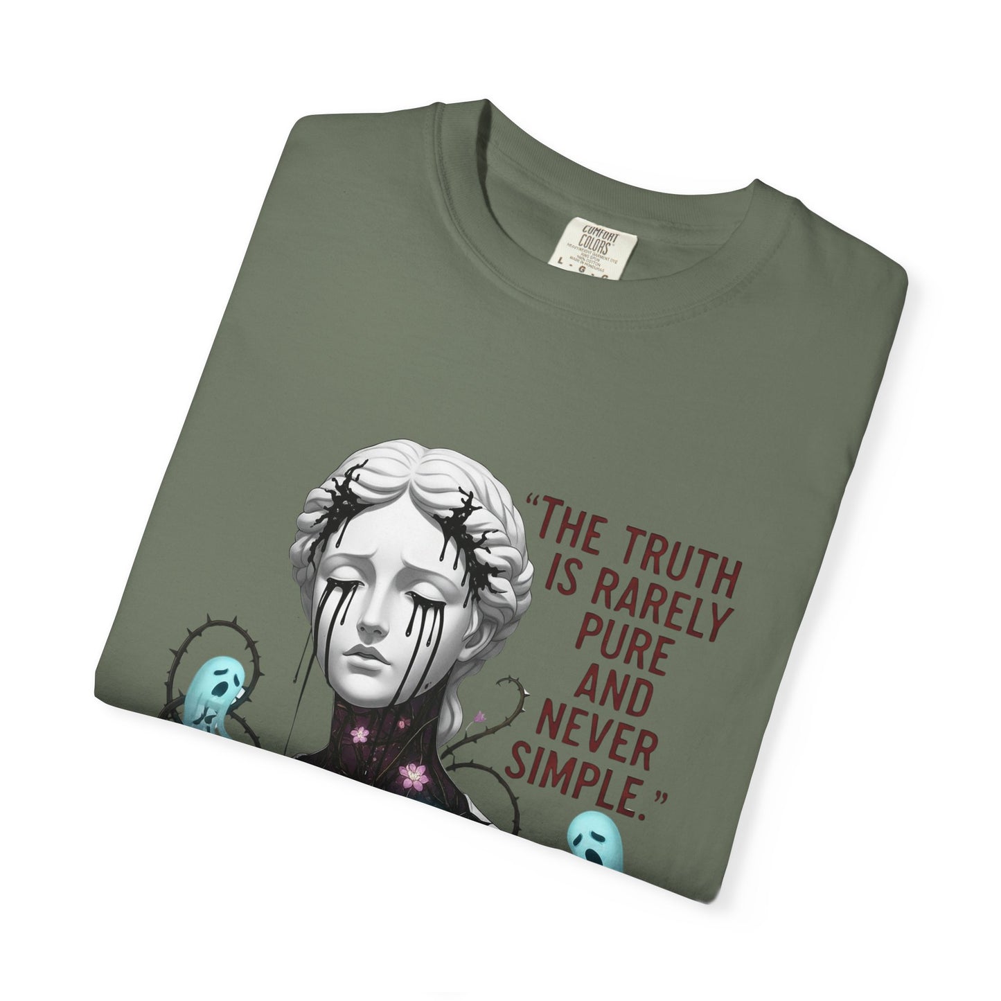 The Truth Is Rarely Pure - Broken Statue & Crying Spirits T-Shirt - Dark Aesthetic, Gothic Art Tee