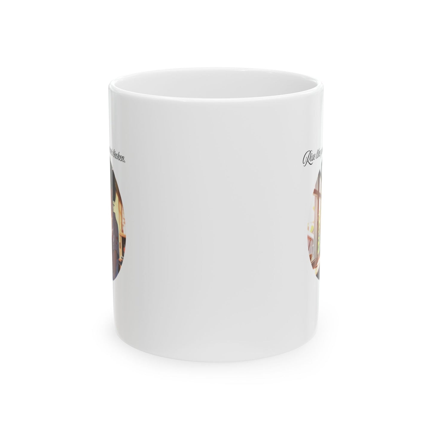 Mug "Rise Like You Were Never Broken" Anime Girl Bandaged Hands Holding Cup
