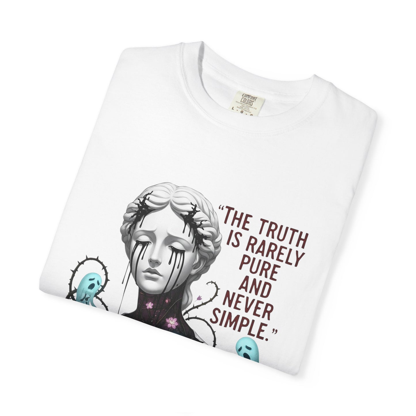 The Truth Is Rarely Pure - Broken Statue & Crying Spirits T-Shirt - Dark Aesthetic, Gothic Art Tee
