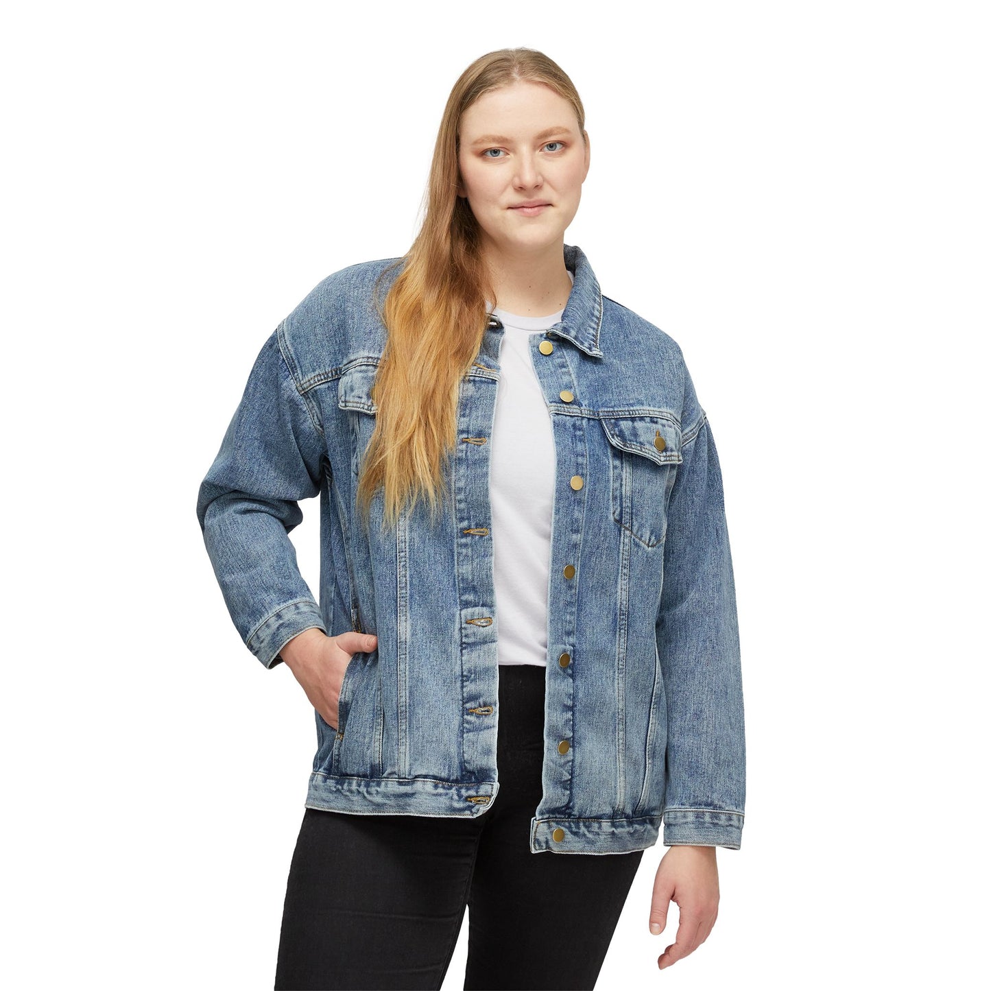 Good Vibes Only Distressed Denim Jacket