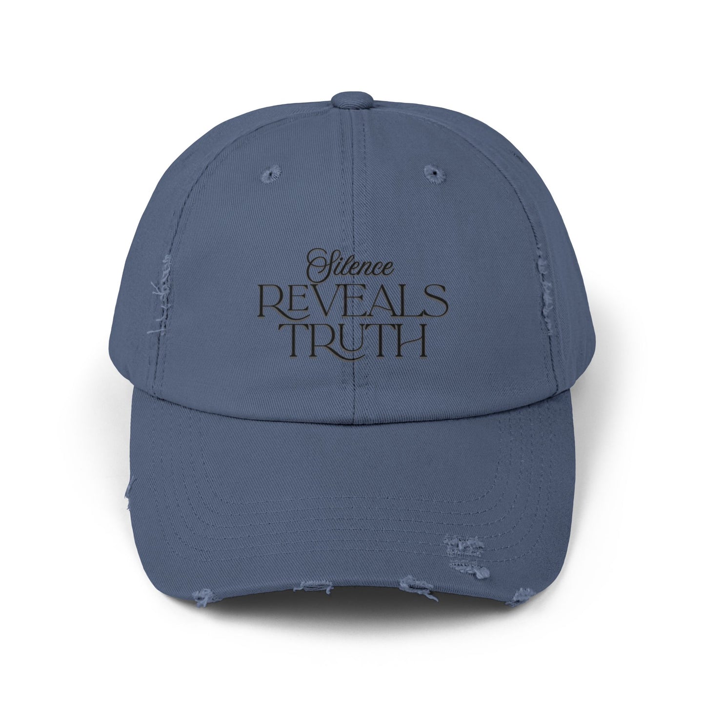 Unisex Distressed Cap with 'Silence Reveals Truth' Quote
