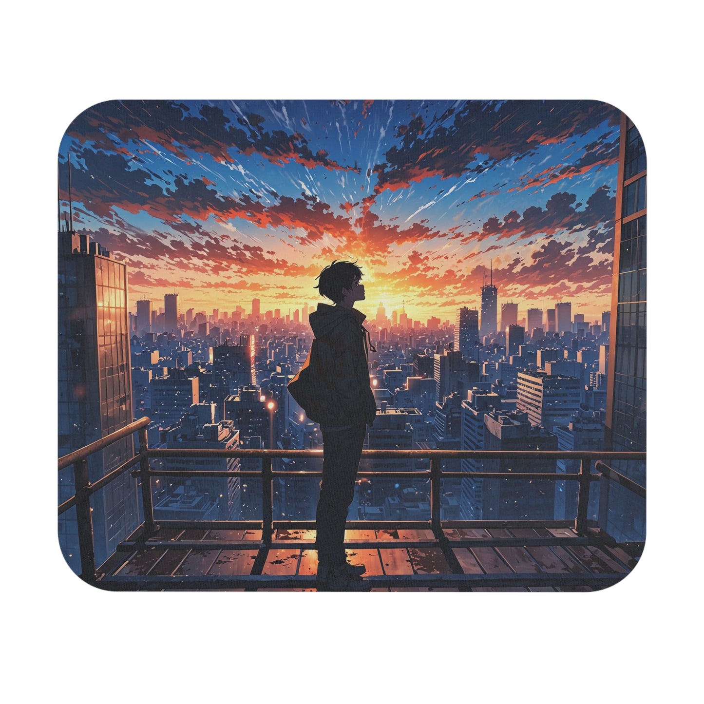 Sunset Cityscape Mouse Pad