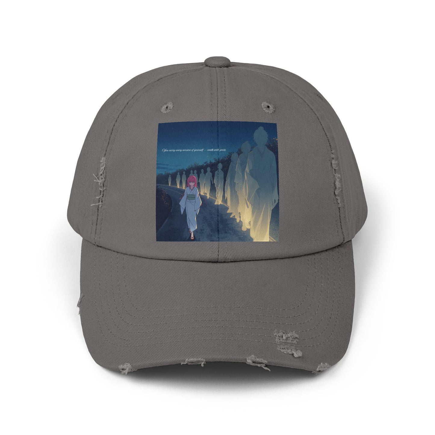 Distressed Unisex Cap with Artful Design