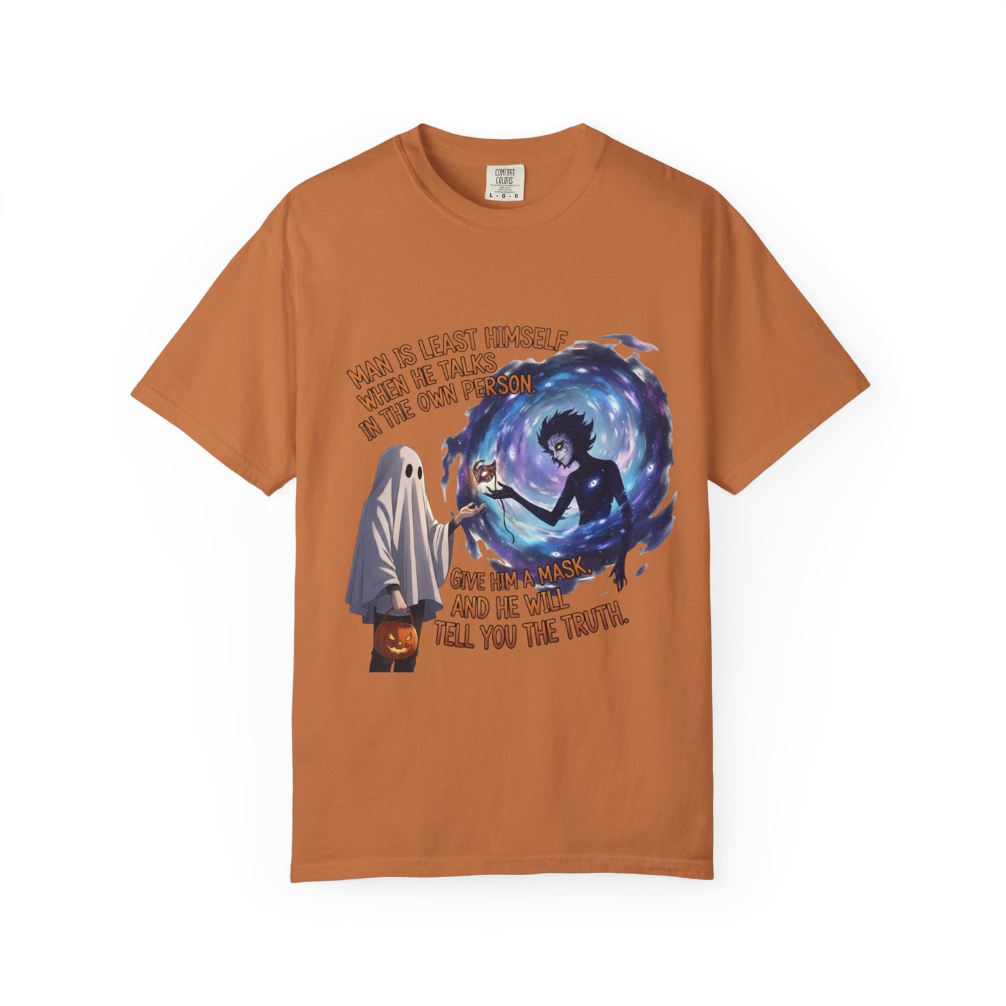 Give Him A Mask Halloween T-Shirt - Ghost, Shadow Figure & Identity Quote Tee