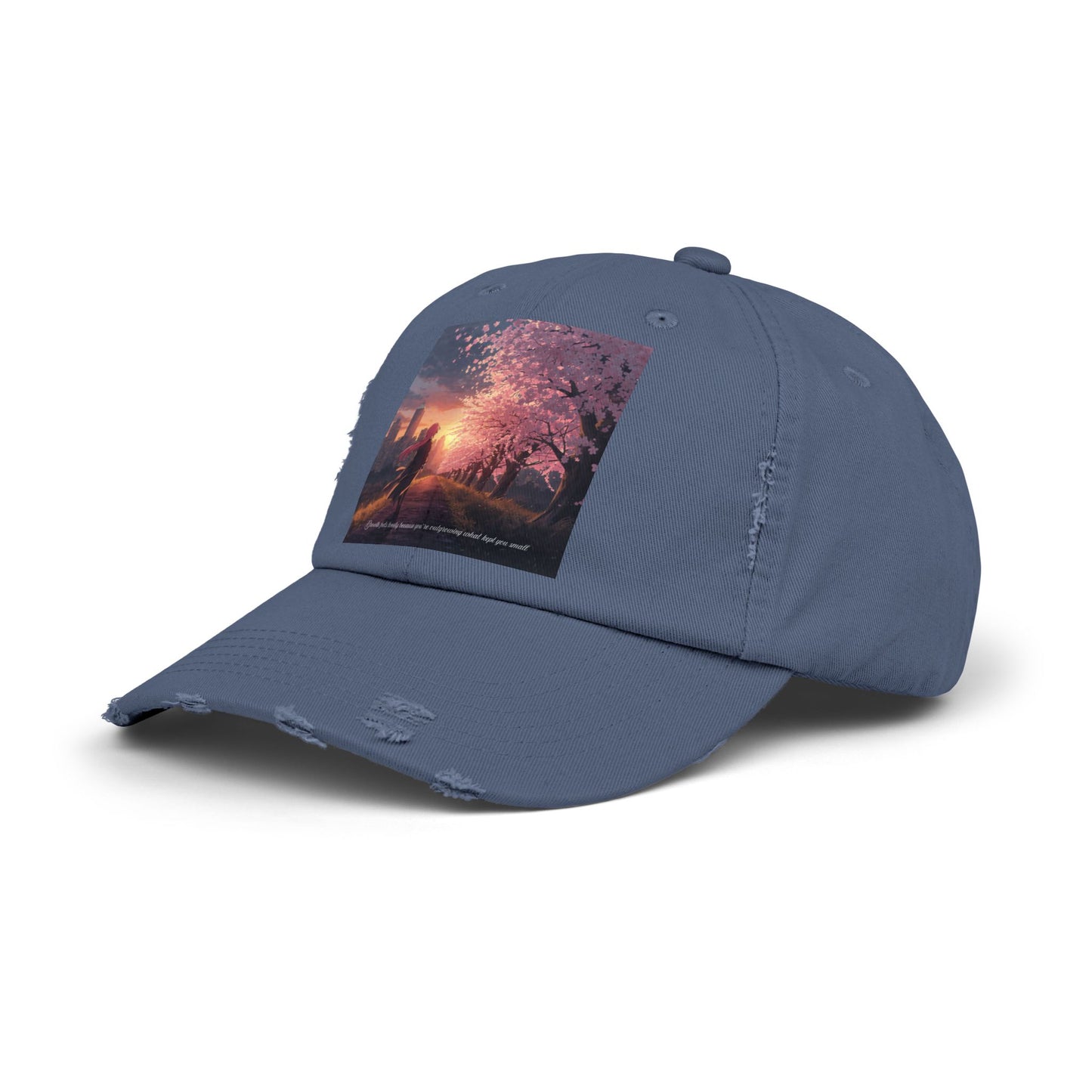 Cherry Blossom Sunset Distressed Cap