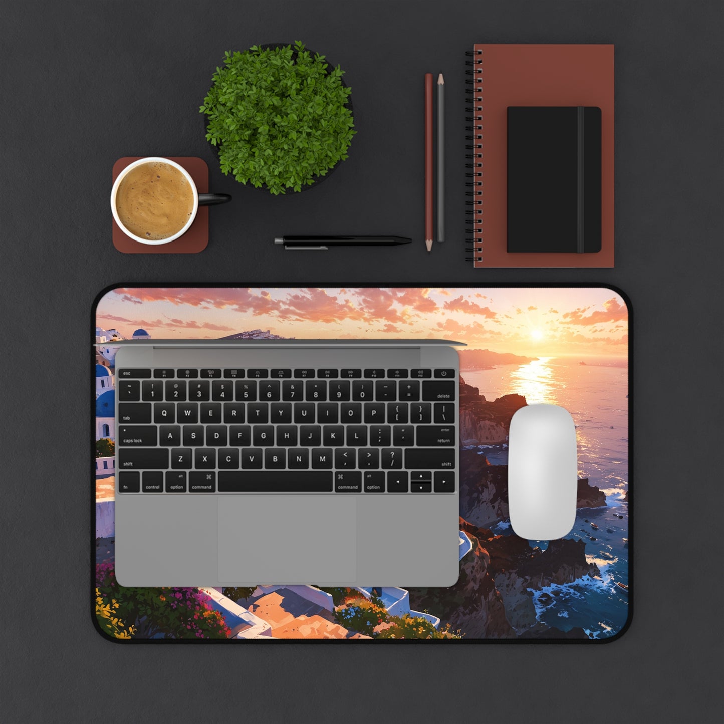 Scenic Desk Mat with Sunset View