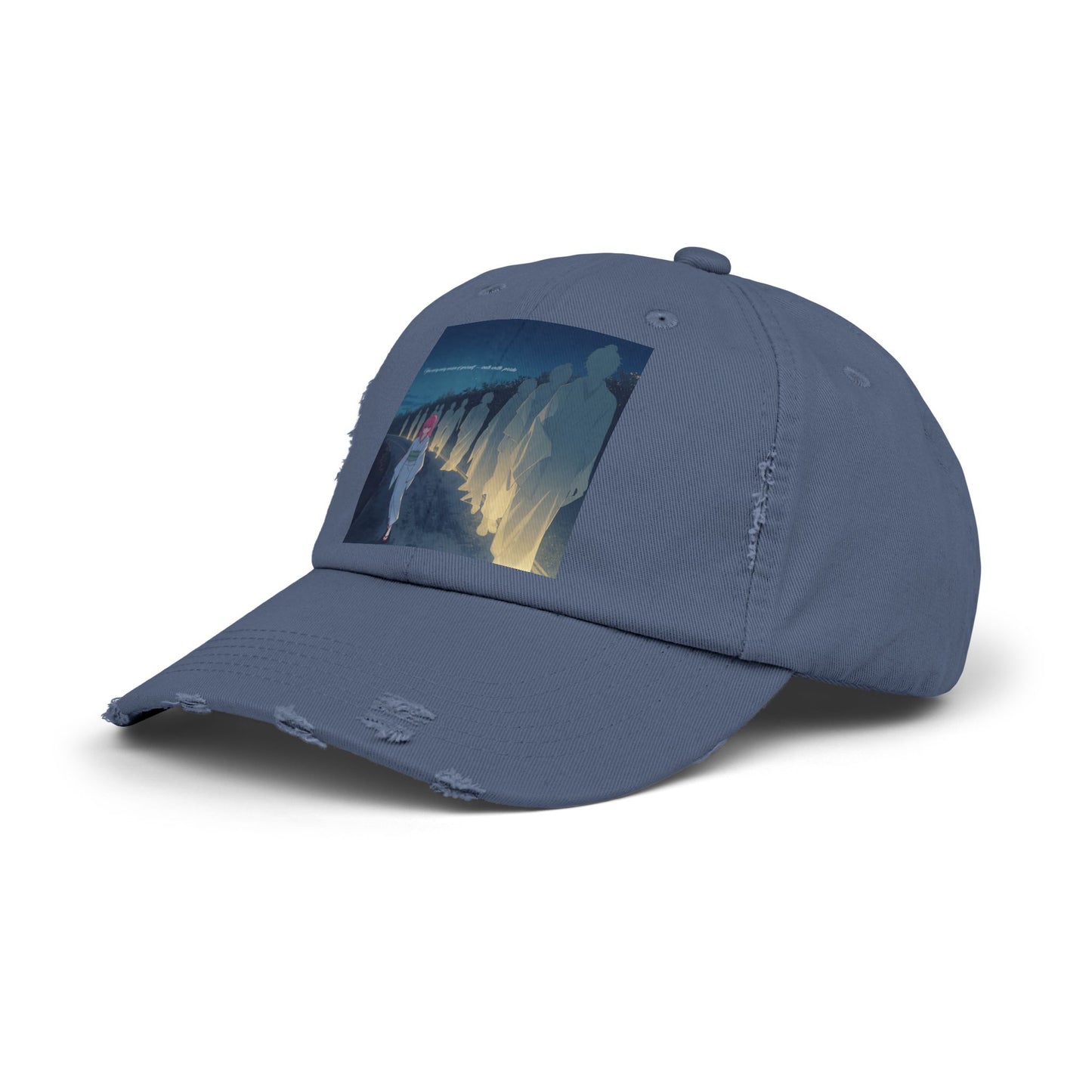 Distressed Unisex Cap with Artful Design