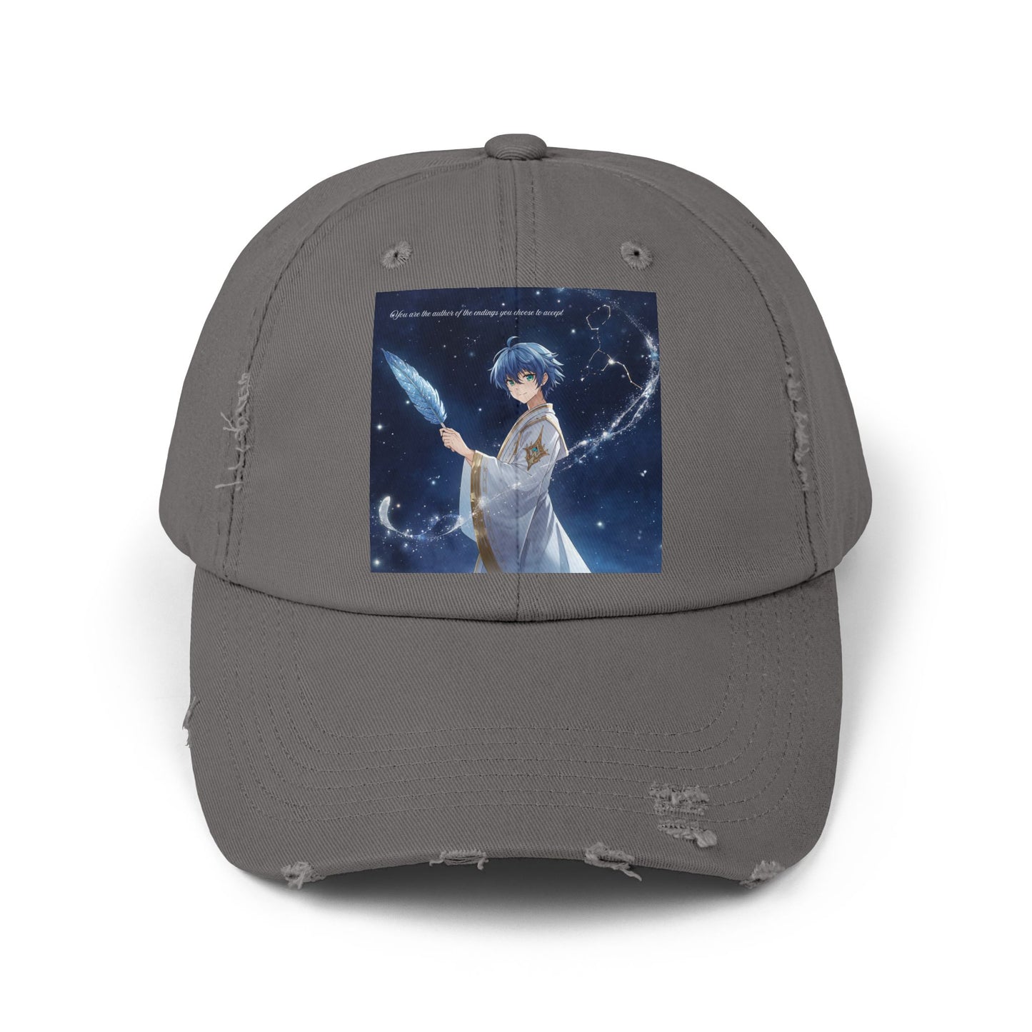 Unisex Distressed Cap with Celestial Design