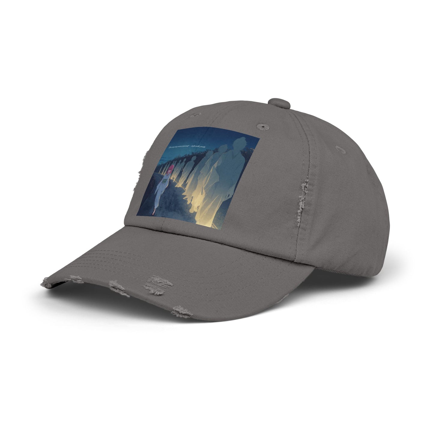 Distressed Unisex Cap with Artful Design