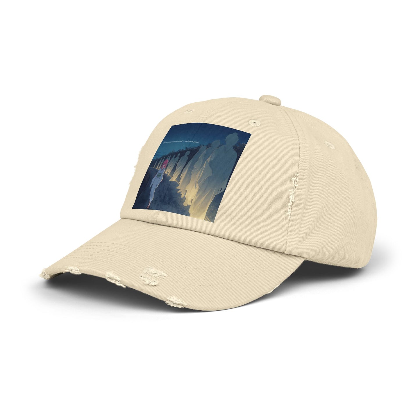 Distressed Unisex Cap with Artful Design