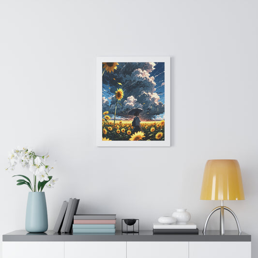 Sunflower Fields Framed Vertical Poster