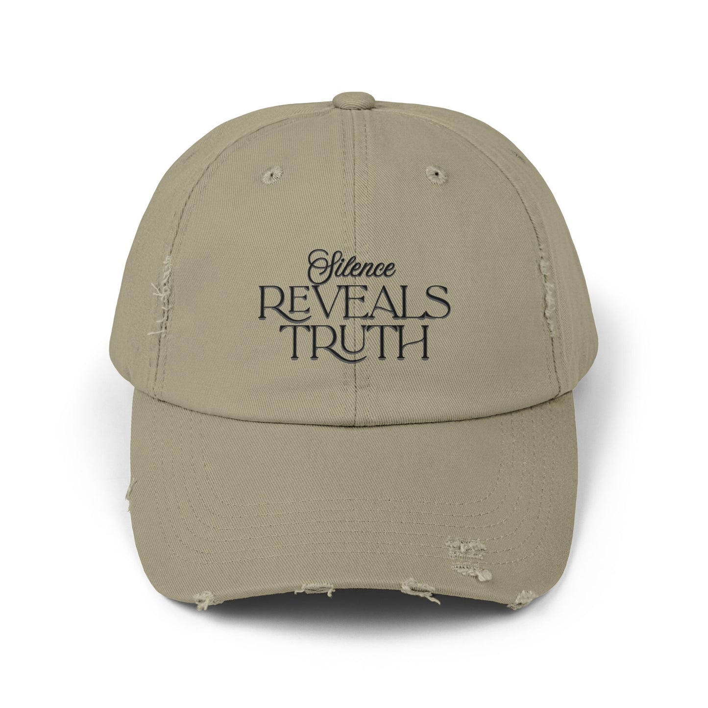 Unisex Distressed Cap with 'Silence Reveals Truth' Quote