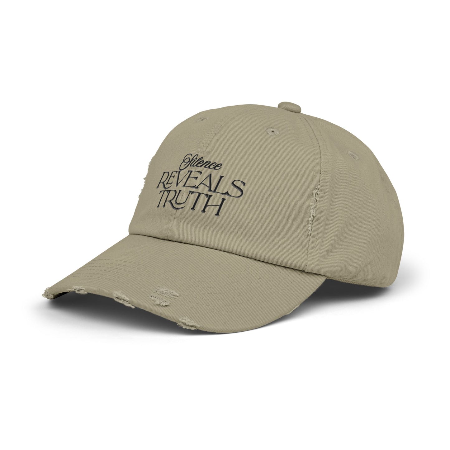 Unisex Distressed Cap with 'Silence Reveals Truth' Quote