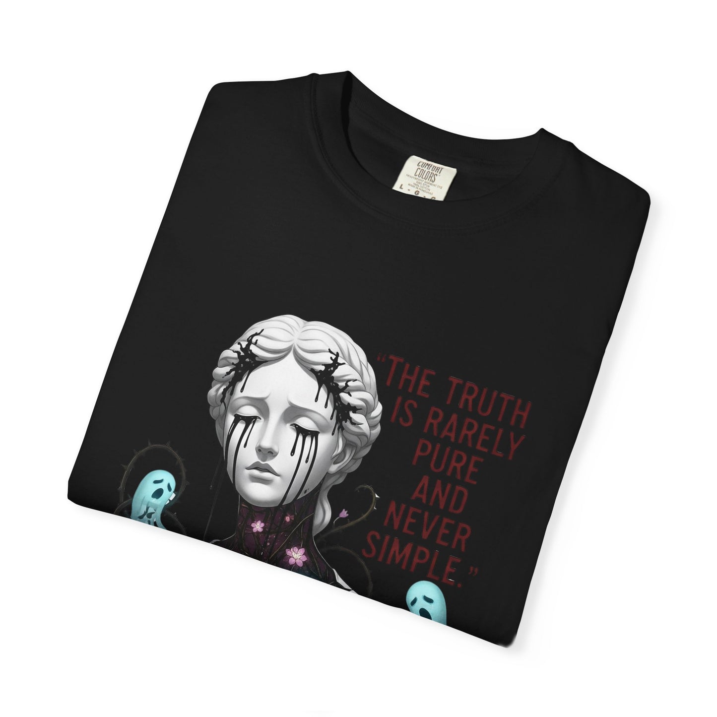 The Truth Is Rarely Pure - Broken Statue & Crying Spirits T-Shirt - Dark Aesthetic, Gothic Art Tee