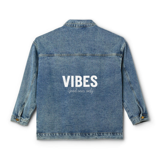 Good Vibes Only Distressed Denim Jacket