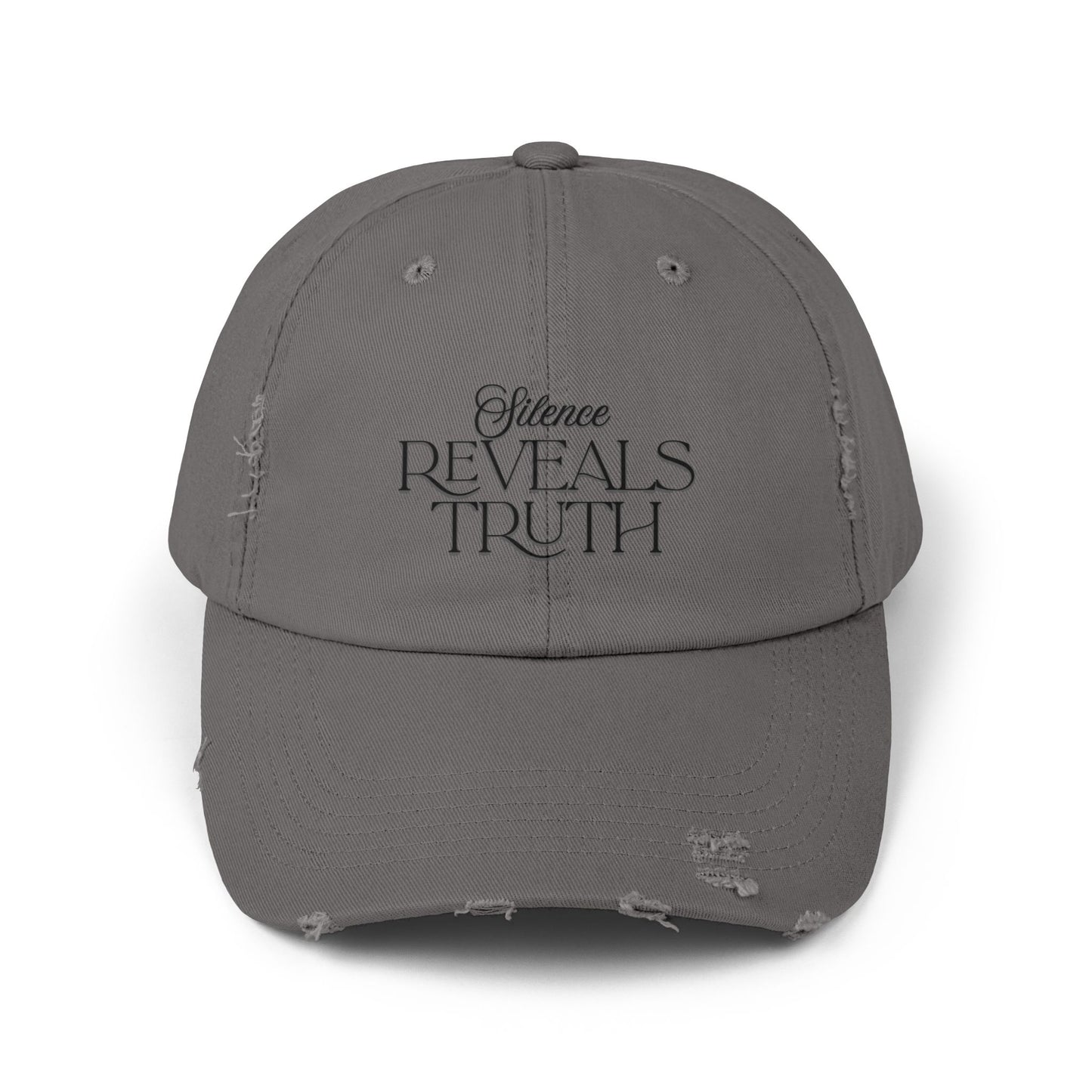 Unisex Distressed Cap with 'Silence Reveals Truth' Quote