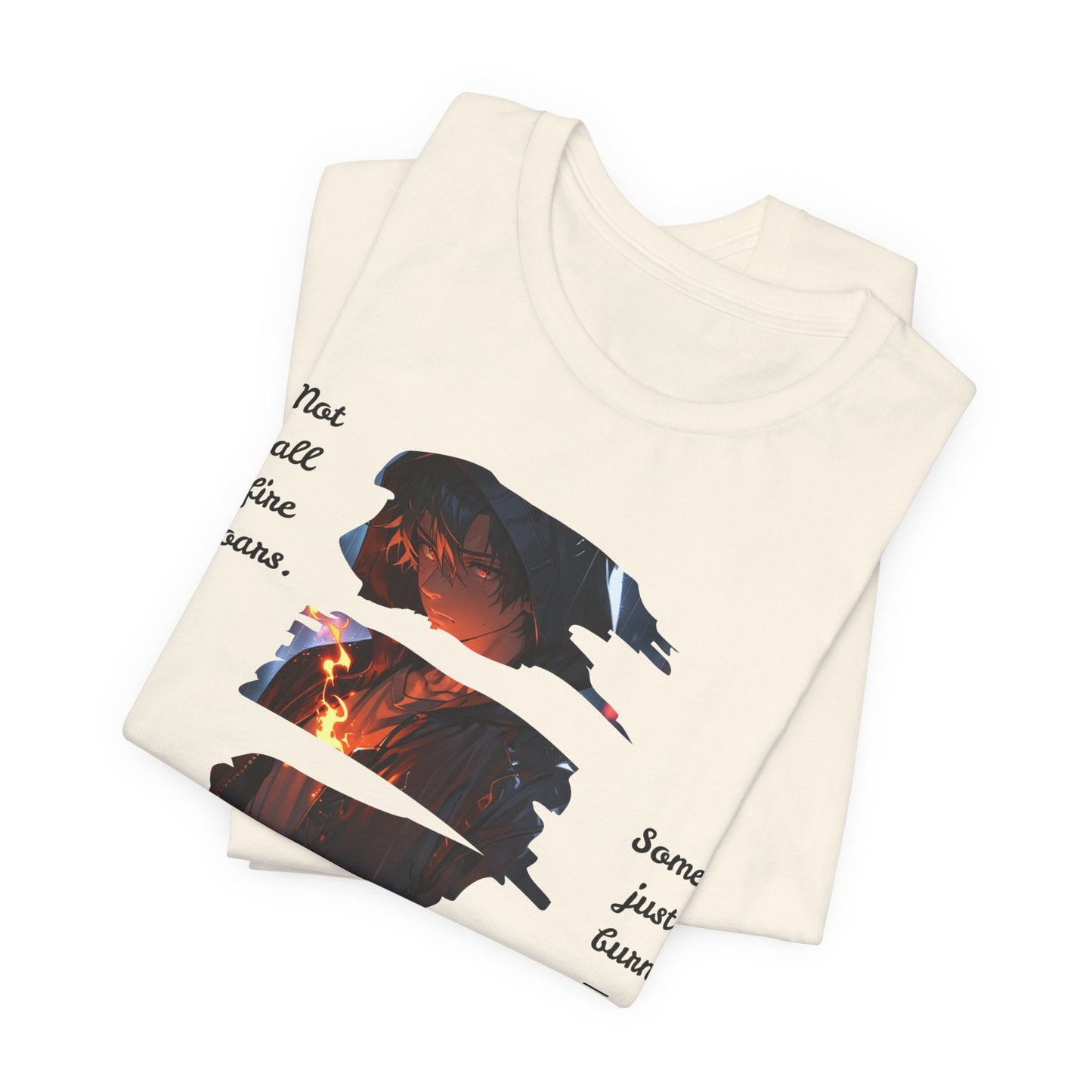 Anime Boy Flame Unisex Tee - 'Burn Quietly' Design