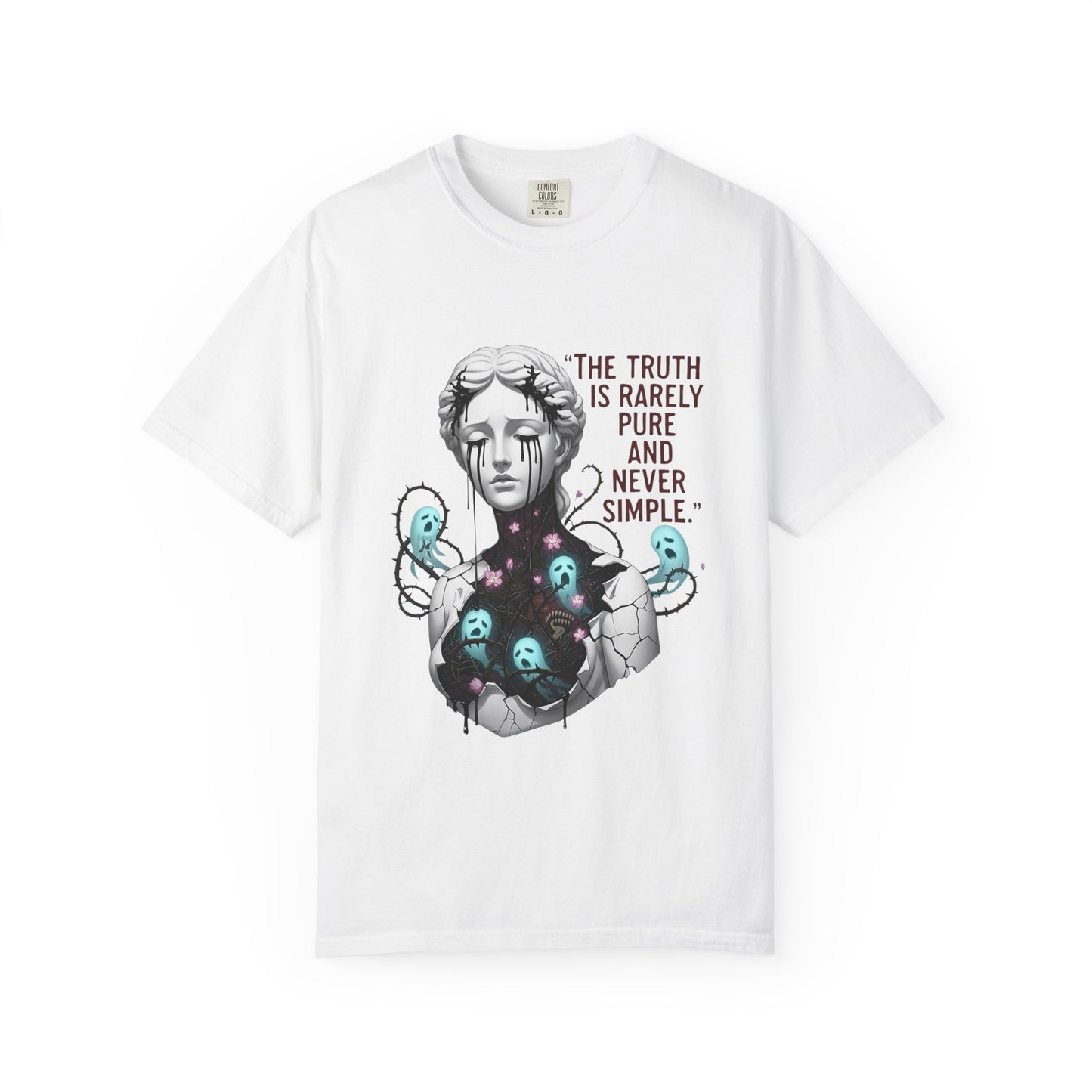 The Truth Is Rarely Pure - Broken Statue & Crying Spirits T-Shirt - Dark Aesthetic, Gothic Art Tee