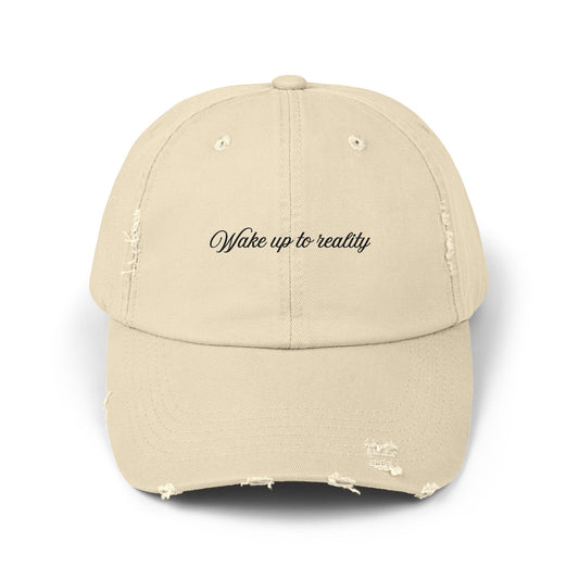 Unisex Distressed Cap - Wake Up to Reality